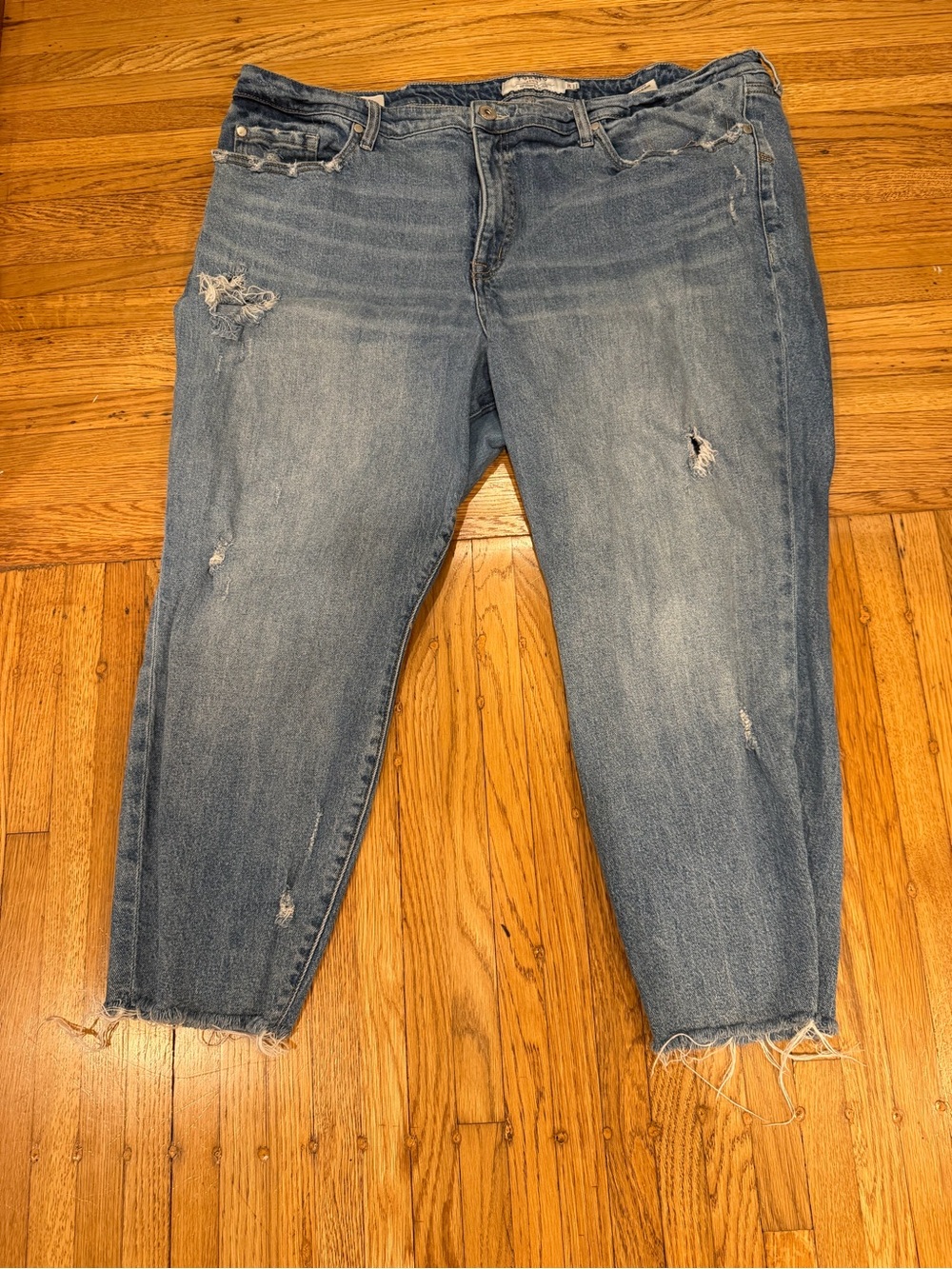 Womens Distressed Light Blue Jeans
